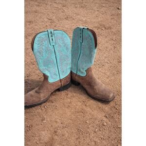 Justin Boots Turquoise & Brown Western Cowboy Boots | Women’s 7.5